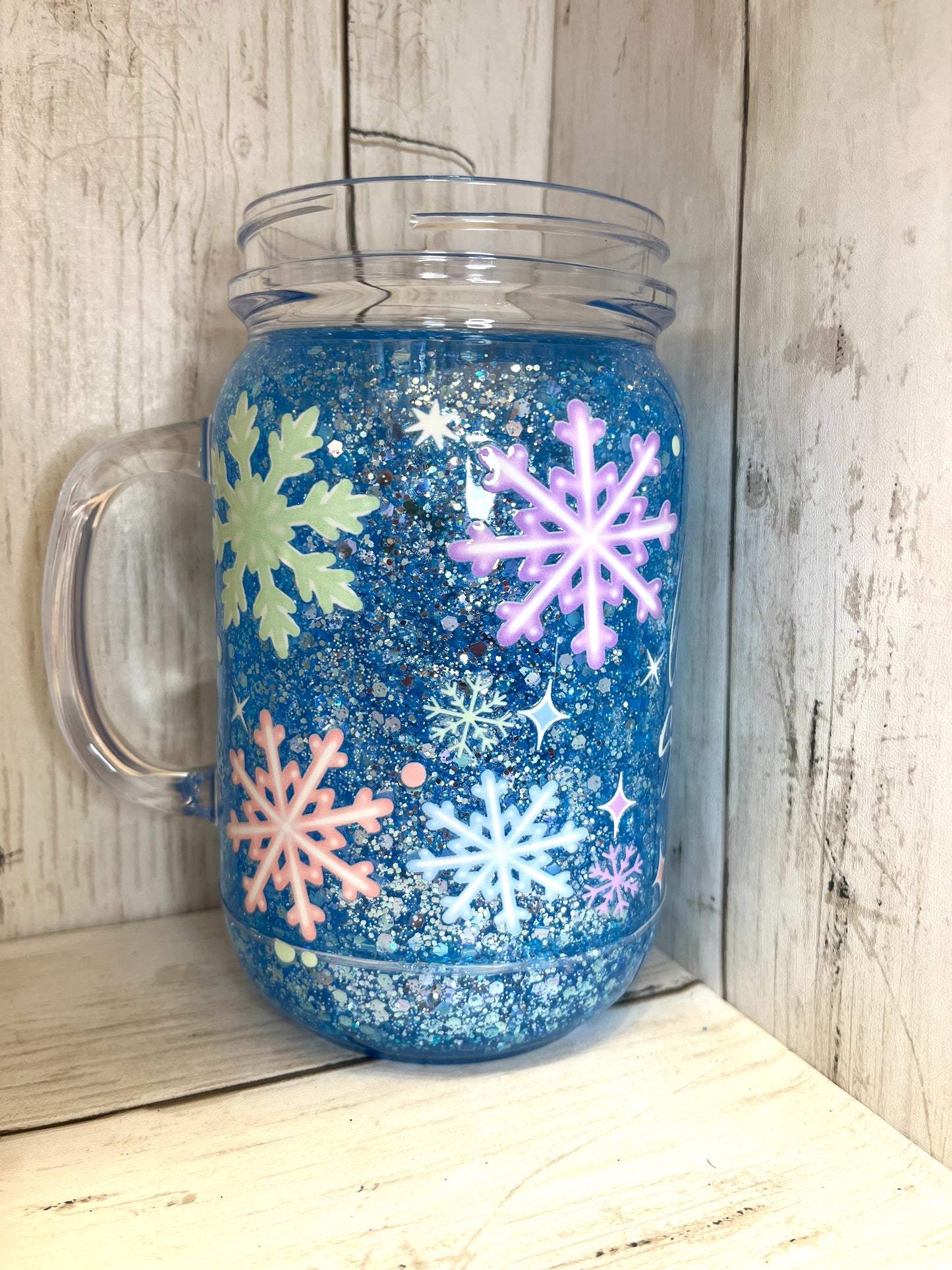 RTS {Let it Snow} 20oz Mason Jar Snow Globe