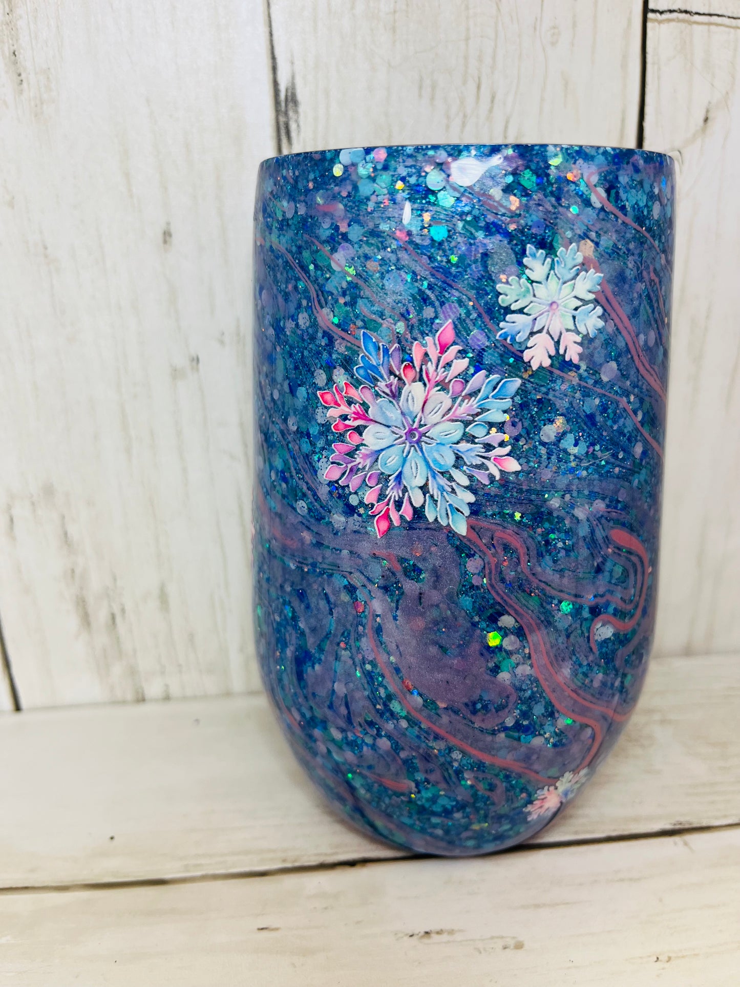 RTS {Pastel Christmas Hydro Dip} 16oz Wine Glass