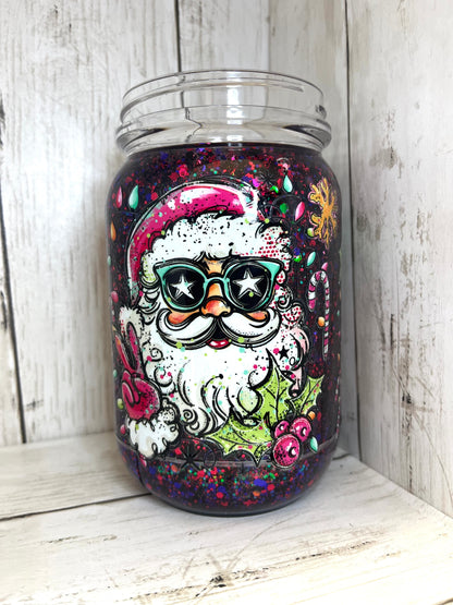 RTS {Retro Christmas} 20oz Mason Jar Snow Globe