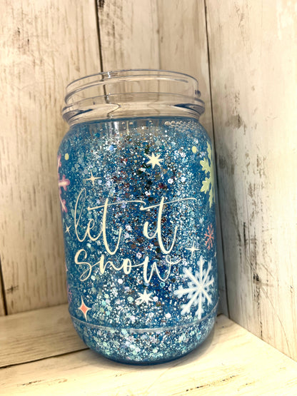 RTS {Let it Snow} 20oz Mason Jar Snow Globe