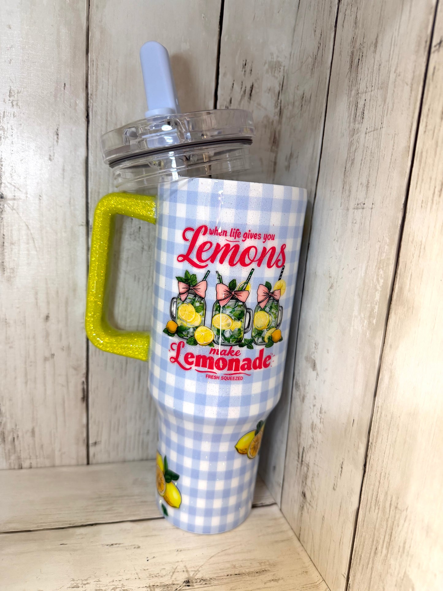 RTS {Lemonade Gingham} 40oz Tumbler