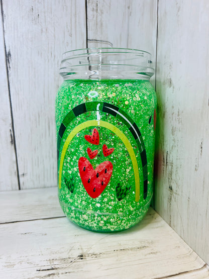 RTS {One in a Melon} 20oz Mason Jar Snow Globe