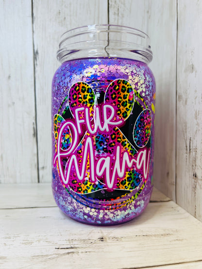 RTS {Fur Mama} 20oz Mason Jar Snow Globe