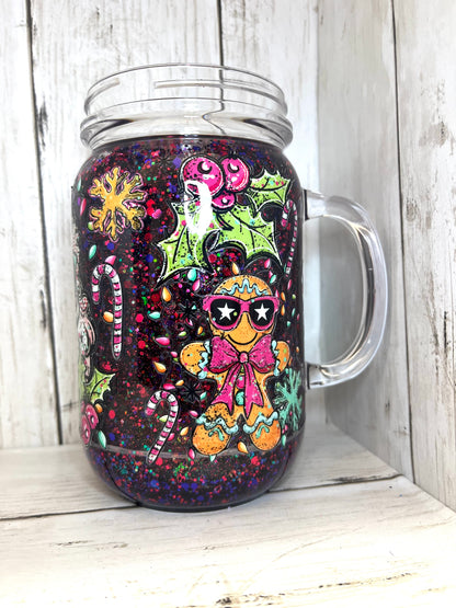 RTS {Retro Christmas} 20oz Mason Jar Snow Globe