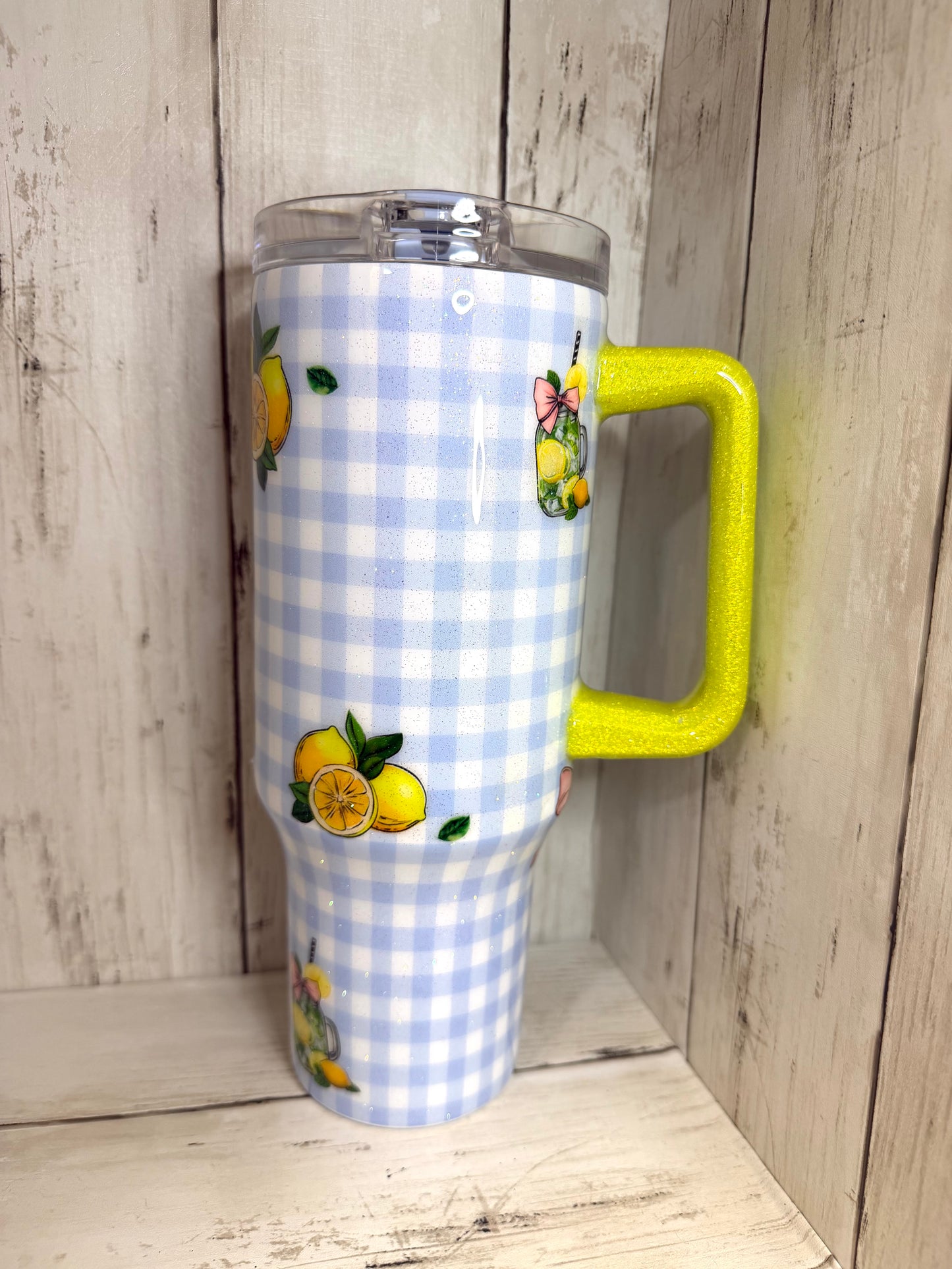 RTS {Lemonade Gingham} 40oz Tumbler