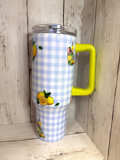 RTS {Lemonade Gingham} 40oz Tumbler